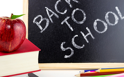 Back to School chalkboard and apple